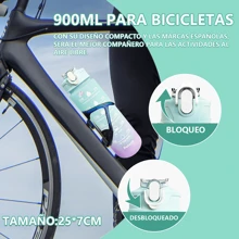 Botella de Agua Deportiva Motivacional 2 Litros, 3pzs Botellas de Agua con Popote y Marcador de Tiempo, Botella de Agua Motivacional Sin BPA, Antifuga Botella para Agua, 2L+900ML+500ML - Verde - Ver 3