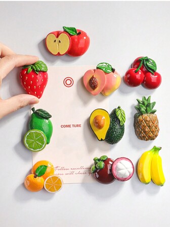 1pc 3D Fruits Refrigerator Magnets Resin Simulation Food Magnetic Photo Message Sticker Memo Board Reminder Kitchen Decor Gift