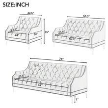 MERAX Modern Three-Piece Sofa Set With Metal Legs, Buttoned Tufted Backrest, Frosted Velvet Upholstered Sofa Set Including Three-Seater Sofa, Double Seater And Living Room Furniture Set Single Chair - 綠色 - 查看 5