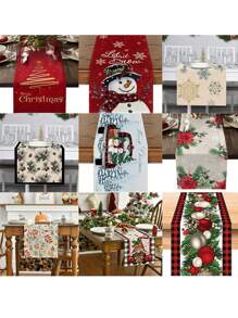 聖誕節桌旗卡通桌布節日禮品茶墊電視櫃裝飾布