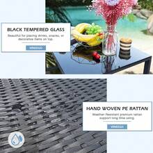 Rankok 4 Pieces Patio Furniture Set Outdoor Patio Conversation Sets Modern Porch Furniture Lawn Chairs with Glass Coffee Table for Home Garden Backyard Balcony - trắng - Xem 6