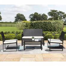 Rankok 4 Pieces Patio Furniture Set Outdoor Patio Conversation Sets Modern Porch Furniture Lawn Chairs with Glass Coffee Table for Home Garden Backyard Balcony - trắng - Xem 7