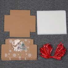 6 包/12 包,帶窗聖誕餅乾盒(7.09*4.72*1.97 英寸)。帶油紙和絲帶的牛皮紙麵包盒,節日送禮紙杯蛋糕盒,聖誕派對禮品,聖誕用品 - 彩色 - 查看 7