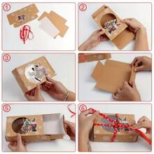 6 包/12 包,帶窗聖誕餅乾盒(7.09*4.72*1.97 英寸)。帶油紙和絲帶的牛皮紙麵包盒,節日送禮紙杯蛋糕盒,聖誕派對禮品,聖誕用品 - 彩色 - 查看 9