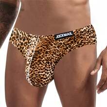 Quần lót nam JOCKMAIL họa tiết da báo, thoáng khí, mềm mại, thoải mái, cạp thấp, 1 chiếc, nhanh khô, thấm hút mồ hôi. - Màu Mù tạt vàng - Xem 2