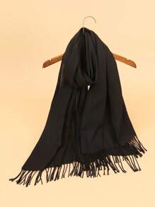1pc Solid Color Simple Style Warm Neck Scarf For Women, Suitable For Winter Outfit Decoration - Black - View 1