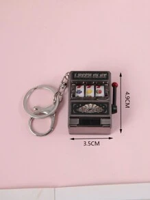 1pc Miniature Slot Machine Keychain With Black Button Creative Fruit & Slots Style Simulation Model Toy For Men Casual - Multicolor - View 4