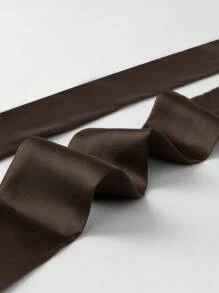 1pc Fashionable Solid Color Long & Narrow Silk Scarf As Accessory, Suitable For Workplace - Coffee Brown - View 3