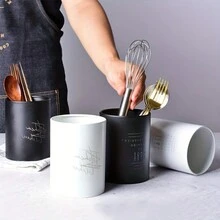 Stainless Steel Chopsticks Holder, Kitchen Utensil Organizer With Drain Holes, Cutlery Container In Black - nice black - View 4
