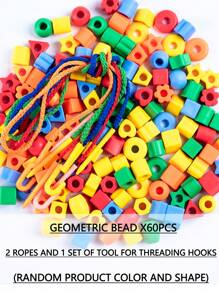 60 件/包多色儿童串珠玩具，学龄前早期学习教育精细运动技能训练积木，适合 3-12 岁儿童学校、学生、文具、学校用品学校用品 - 彩色 - 查看 4