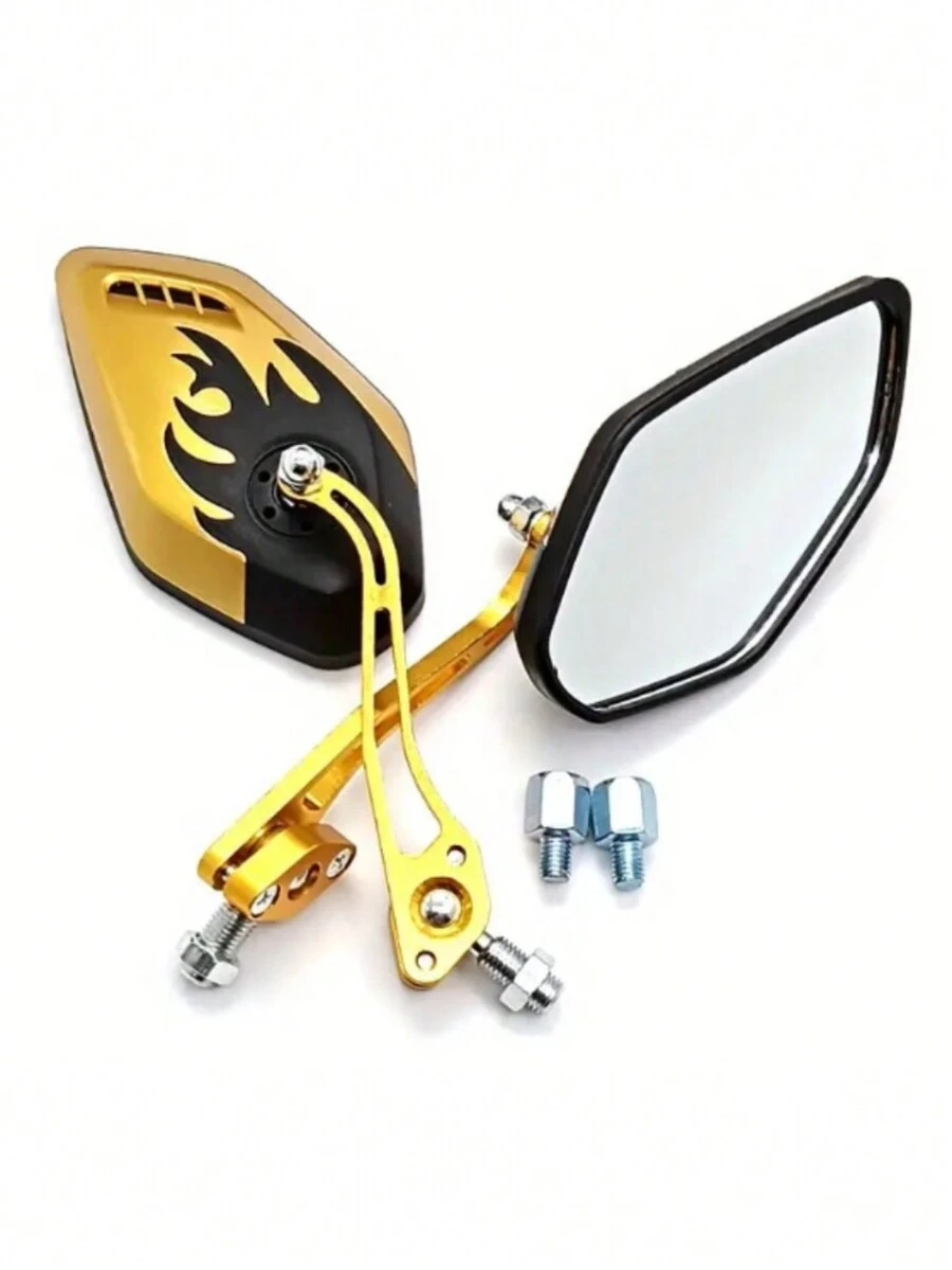 Espejo Retrovisor Diseño de Fuego Para Moto o Motoneta - Amarillo - Ver 1