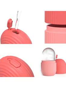 1 件硅胶冰块托盘面部按摩器，适合夏季、户外、运动、旅行、厨房、卧室、学校、办公室，适合女性、男性、儿童、成人 - 粉色 - 查看 5