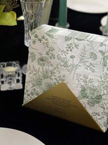 20 片/包一次性绿色花卉印花餐巾，13x13 英寸，非常适合婚礼、生日派对、茶会和餐厅/家居装饰 - 青碧色 - 查看 4