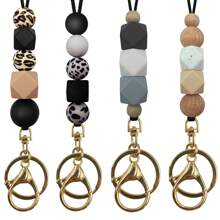 女用矽膠串珠掛繩項鍊,附徽章夾、學生證、護士、教師工作證掛繩