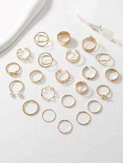 22pcs Girl/Girl Simple Band Rings, Personalized Rings For Mother's Day Gift, Birthday Gift, Party, Cosplay, Everyday Use