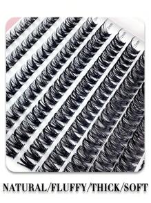 Miss Wink 50D Fluffiga Naturliga 3D Individuella Ögonfransförlängningar 8-16mm Blandade 0.05mm/0.07mm C/D Böjda, 12 Rader 240 Fransar, Vattentäta, Mjuka, Lättviktiga, Handgjorda, För Lätt/Full Makeup, Vardagskläder, Fester, Evenemang, Franskluster, Ögonfranskluster, Individuella Ögonfransar, Fransar, Lösögonfransar - Svart - Visa 3