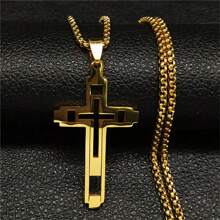suteyi 1 Men's Cross Stainless Steel Hollow Geometry Necklace Gold Men's Necklace Jewelry - Gold - View 1
