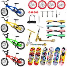 Hxezoc 31 stycken Mini Finger Leksaker Set Finger Skateboards Cyklar Scooter Svängbräda med hjul och verktyg, Mini fingertoppsrörelse Fingerträning för festfavoriter - Multifärgad - Visa 2