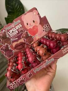Bear Shaped Lip Balm With Keychain Matte Finish Lip Gloss MEGAN SHOP - Multicolor - View 2