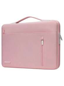MOSISO 360 Protective Laptop Sleeve Bag Compatible with MacBook Air/Pro, 13-16inch Notebook, Horizontal Bag with Belt&Right Pocket - Pink - View 1