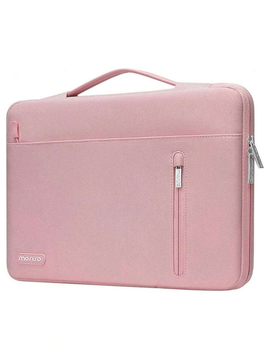 MOSISO 360 Protective Laptop Sleeve Bag Compatible with MacBook Air/Pro, 13-16inch Notebook, Horizontal Bag with Belt&Right Pocket - Pink - View 1