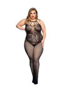 Body Stocking Plus Size - 黑色 - 查看 2