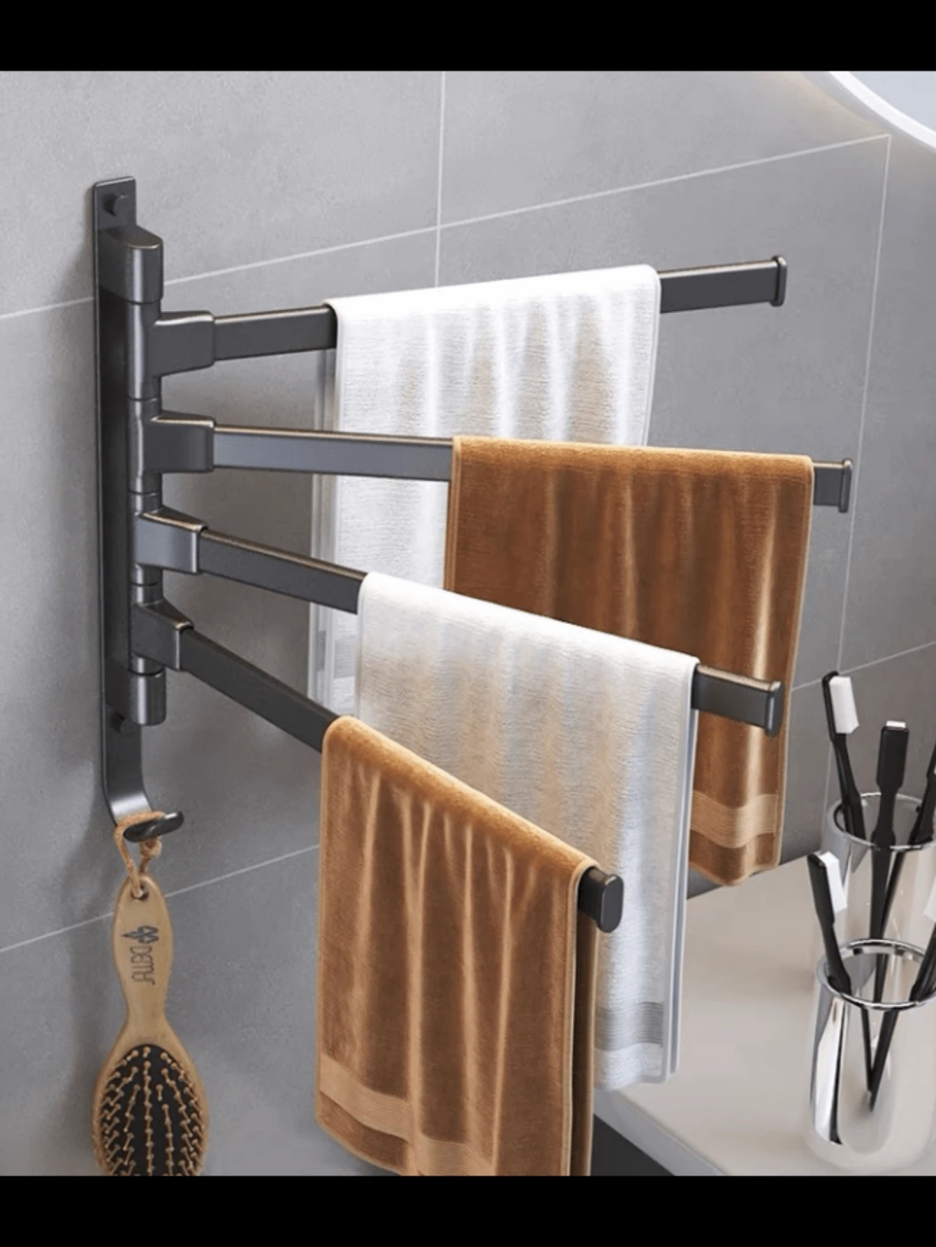 Giá treo khăn tắm - màu đen - Xem 1