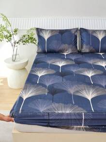 (2-3) chiếc Bộ ga trải giường, ga trải giường in sẵn và 2 vỏ gối (Chiều cao ga trải giường: 30cm) - giữa những chiếc lá - Xem 1