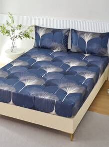 (2-3) chiếc Bộ ga trải giường, ga trải giường in sẵn và 2 vỏ gối (Chiều cao ga trải giường: 30cm) - giữa những chiếc lá - Xem 5