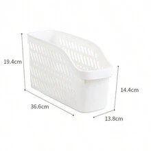 1pc Narrow Kitchen Storage Basket With Wheels, Organizer For Sink Cabinet - White - View 6