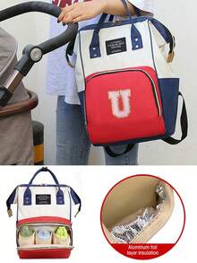 Large Capacity Mummy Bag Nappy Bag Multifunctional Backpack Maternity Bags Travel Bottle Diaper Storage Pouch 26 Letter A To Z Applique Zipper Baby Nursing Bags - Multicolor - View 2
