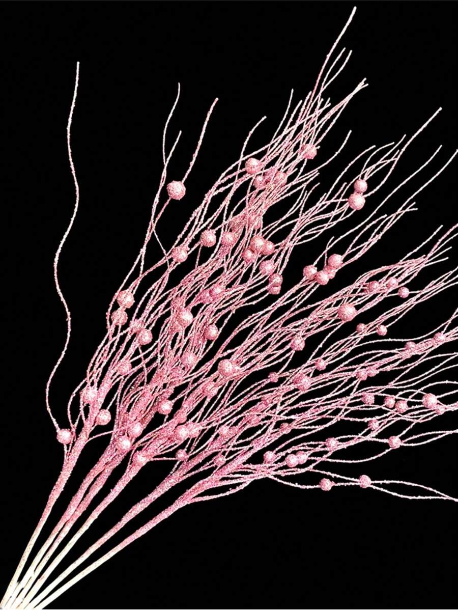 1 件/2 件/4 件/8 件粉色人造闪闪发光植物枝条，带浆果，可爱假人造花圣诞树装饰，适用于节日婚礼派对家居室内餐桌、卧室装饰、圣诞礼物、藤条 DIY 装饰配件、圣诞树和圣诞植物装饰、室内外圣诞装饰、房间装饰家居装饰