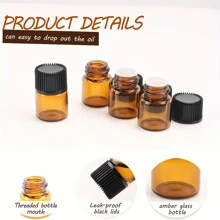 100pcs 1ml (1/4 Dram) Amber Glass Mini Sample Bottles, Essential Oil Vials - Brown - View 2