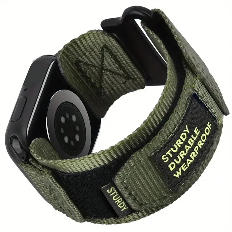 1 pieza Banda de muñeca trenzada con estilo y correa de sujetador deportivo de nailon - Compatible con banda de reloj Apple Serie 9/8/7/6/5/4/3/2/1/SE/Ultra - Verde - Ver 1