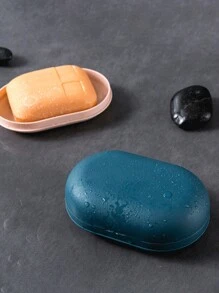 1 个带盖椭圆形塑料肥皂盒，便携式肥皂盒，防水旅行肥皂盒，适用于旅行露营健身房的肥皂容器，4 种颜色可选，浴室配件青少年礼物旅行必需品旅行必需品，海滩旅行收纳袋，暑假返校学校用品节日假期必需品迷你女士香水男士香水香水瓶 - 淺粉色 - 查看 5