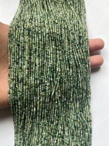 2 毫米綠色苔蘚瑪瑙玉天然石珠寶石項鍊寶石手鍊耳環珠寶套裝製作 Diy 聖誕節感恩節派對舞會設計 - 綠色 - 查看 3