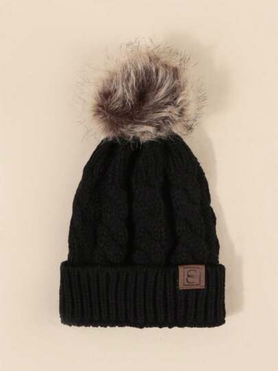 1pc Unisex Pom Pom Y2K Style Warm Breathable Knit Beanie, Suitable For Outdoor Skiing And Casual Wear Winter Fall