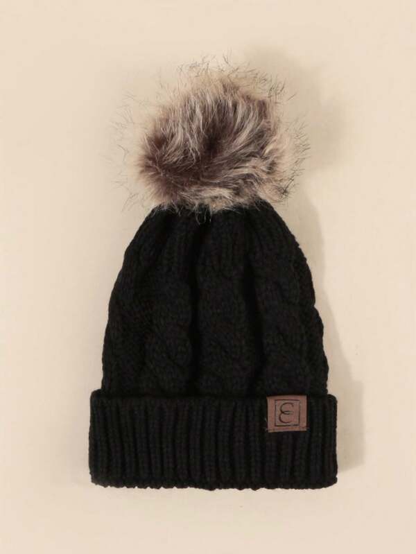 1pc Unisex Pom Pom Y2K Style Warm Breathable Fashionable Versatile Knit Hat, Suitable For Outdoor Skiing And Casual Wear Winter Fall
