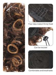 Puff抽繩蓬鬆馬尾毛糰捲鬆軟髮髻頭髮延伸合成短髮延伸頭髮片上做髮給女性 - 彩色 - 查看 7