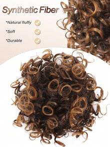 Puff抽繩蓬鬆馬尾毛糰捲鬆軟髮髻頭髮延伸合成短髮延伸頭髮片上做髮給女性 - 彩色 - 查看 4