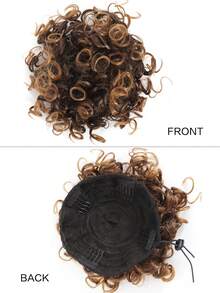 Puff抽繩蓬鬆馬尾毛糰捲鬆軟髮髻頭髮延伸合成短髮延伸頭髮片上做髮給女性 - 彩色 - 查看 2