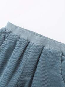 Annil 男童用純棉灰垂鬆緊緞褲，保暖長款棉質腳套設計，藍色