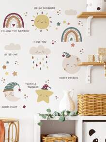 1入組彩虹雲絨毛表情貼紙 - 彩色 - 查看 3