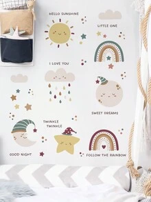 1入組彩虹雲絨毛表情貼紙 - 彩色 - 查看 1