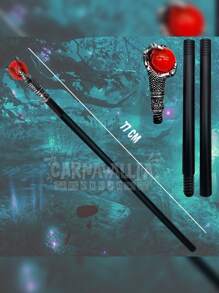 Cetro Rojo Maléfica Báculo Hechicería Accesorio Halloween - Rojo - Ver 2