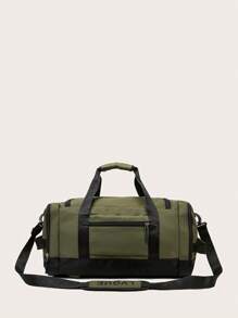 綠色多功能週末旅行包背包單肩包大容量行李袋乾濕分離運動健身包帶鞋袋 - 軍綠色 - 查看 7