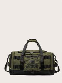 綠色多功能週末旅行包背包單肩包大容量行李袋乾濕分離運動健身包帶鞋袋 - 軍綠色 - 查看 5