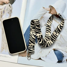 1pc Zebra Printed Lanyard With Neck Strap And Wrist Strap, Suitable For Men, Women And Teenagers, Compatible With Most Smartphones And Keychains - Blue - View 2