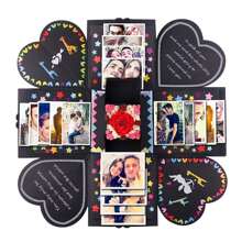 Romantic Valentine's Day Surprise Box- Diy Explosion Photo Album Storage Box For Couples, Creative Gift For Father's Day, Mother's Day, Graduation Season Back To School - Black - View 3