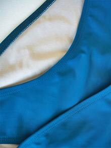 Traje de baño mujer de una pieza color azul petróleo de una manga - Azul - Ver 4